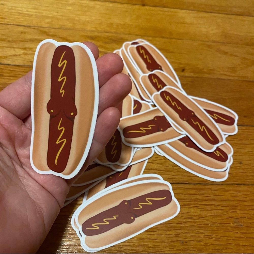 Hot titty dog sticker